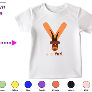 Regalo personalizado de camiseta para niños para niñas pequeñas - Iniciales personalizadas Y en regalo de camisa para niñas pequeñas Cumpleaños y regalo de Navidad para niños