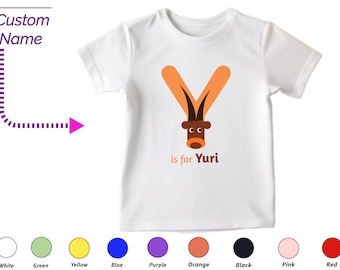 Gepersonaliseerde kindertshirt cadeau voor peutermeisjes - aangepaste initialen Y Tee, aangepaste naam voor peuter babymeisjeskleding, aangepaste rompertjes voor kinderen