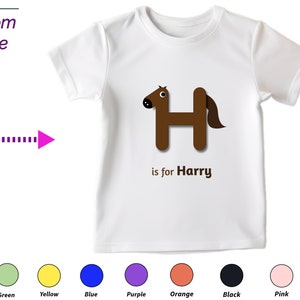 Camiseta infantil personalizada, presente para meninos e meninas, presente de aniversário e natal para crianças pequenas com letra H na camisa