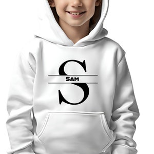 Sudadera con capucha con nombre personalizado y letra S para niños pequeños - Sudadera y sudadera con capucha de manga larga con nombre personalizado para cumpleaños y regalo de Navidad