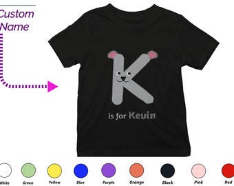 Custom Kids Tshirt Gift For Toddler Girls - Personalized Initials K Tee, Custom Name For Toddler Baby Clothing Custom Onesies Gift For Kids