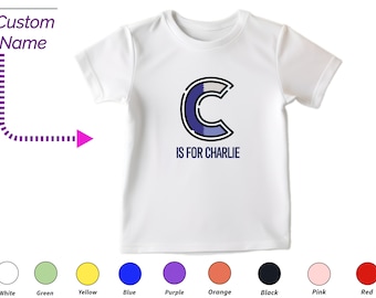 Custom Kids Tshirt Gift for Toddler Boys - Personalized Initials C Tee, Custom Name For Toddler Baby Clothing Custom Onesies Gift For Kids