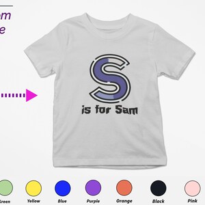 Regalo personalizado de camiseta para niños para niñas pequeñas - Iniciales personalizadas S en regalo de camisa para niñas pequeñas Cumpleaños y regalo de Navidad para niños