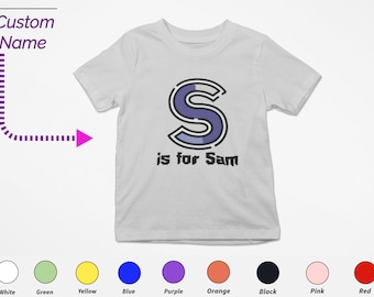 Cadeau t-shirt enfant personnalisé pour toute-petite fille - T-shirt avec initiales personnalisées S, nom personnalisé pour les vêtements de bébé fille, grenouillères personnalisées pour enfants