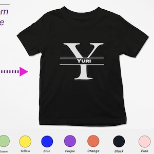 Regalo personalizado de camiseta para niños para niñas pequeñas. Personalice sus iniciales Y en la camiseta para un regalo perfecto de cumpleaños y Navidad para niños.