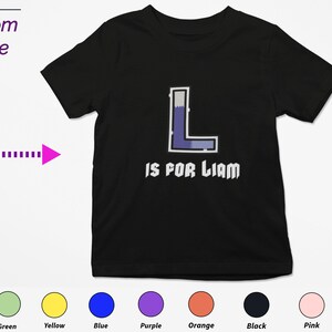 Regalo personalizado de camiseta para niños para niñas pequeñas Personalice sus iniciales L en la camiseta para un regalo perfecto de cumpleaños y Navidad para niños
