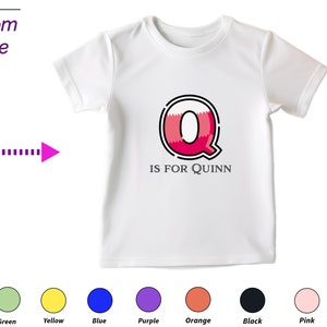 Regalo personalizado de camiseta para niños para niñas pequeñas - Iniciales personalizadas Q en regalo de camisa para cumpleaños de niños pequeños y camisa de Navidad para niños