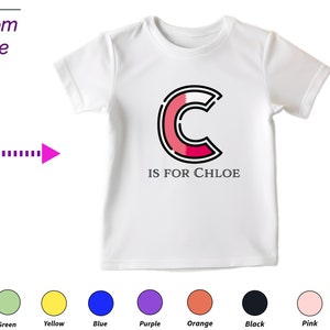 Regalo personalizado de camiseta para niños para niñas pequeñas Personalice sus iniciales C en el regalo de la camisa para el cumpleaños del niño y el regalo de la camisa de Navidad para los niños
