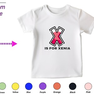 Regalo personalizado de camiseta para niños para niñas pequeñas - Iniciales personalizadas X en regalo de camisa para niñas pequeñas Cumpleaños y regalo de Navidad para niños