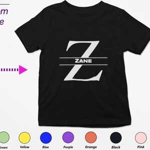 Regalo personalizado de camiseta para niños para niñas pequeñas Personalice sus iniciales Z en el regalo de la camisa para el cumpleaños del niño y el regalo de la camisa de Navidad para los niños