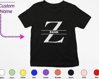 Custom Kids Tshirt Gift For Toddler Girls - Personalized Initials Z Tee, Custom Name For Toddler Baby Clothing Custom Onesies Gift For Kids