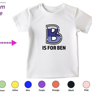 Regalo personalizado de camiseta para niños para niños pequeños Personalice sus iniciales B en la camiseta para un regalo perfecto de cumpleaños y Navidad para niños