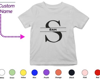 Custom Kids Tshirt Gift For Toddler Girls - Personalized Initials S Tee, Custom Name For Toddler Baby Clothing Custom Onesies Gift For Kids