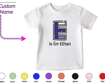 Custom Kids Tshirt Gift For Toddler Girls - Personalize Initials E Tee, Custom Name For Toddler Girl Clothing Custom Onesies Gift For Kids