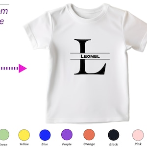 Custom Kids Tshirt Gift for Toddler Boys Custom your Initials L on T-Shirt for Perfect Kids Birthday and Christmas Clothing Gift for Kids
