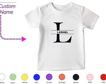 Aangepaste kindertshirt cadeau voor peuterjongens - gepersonaliseerde initialen L Tee, aangepaste naam voor peuter babymeisje kleding aangepaste rompertjes voor kinderen