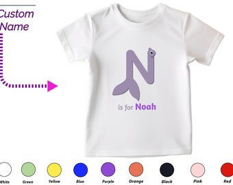 Personalisierte Kinder Tshirt Geschenk für Kleinkind Mädchen - Benutzerdefinierte Initialen N T-Shirt, Benutzerdefinierte Name für Kleinkind-Baby-Kleidung Benutzerdefinierte Onesies Geschenk für Kinder