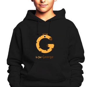 Moletom com capuz de outono com nome personalizado do alfabeto para meninos - Letra G personalizada em moletom para meninos, presente ideal de aniversário e Natal