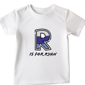 Regalo personalizado de camiseta para niños para niños pequeños - Iniciales personalizadas R en regalo de camisa para cumpleaños de niños pequeños y regalo de camisa de Navidad para niños