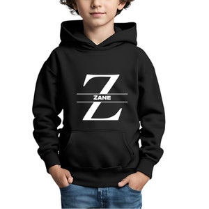 Moletom com capuz com nome personalizado para meninos pequenos - Personalize seu nome com a letra Z no moletom para meninos, presente ideal de aniversário e Natal com capuz