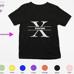 Regalo personalizado de camiseta para niños para niñas pequeñas - Iniciales personalizadas X en regalo de camisa para niñas pequeñas Cumpleaños y regalo de Navidad para niños