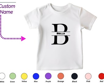 Custom Kids Tshirt Gift For Toddler Girls - Personalized Initials B Tee, Custom Name For Toddler Baby Clothing Custom Onesies Gift For Kids