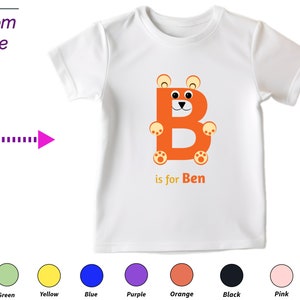 Custom Kids Tshirt Gift for Toddler Boys Custom your Initials B on T-Shirt for Perfect Kids Birthday and Christmas Clothing Gift for Kids