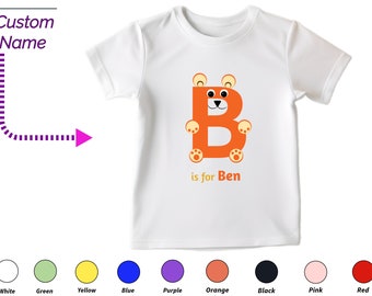 Custom Kids Tshirt Gift for Toddler Boys - Personalized Initials B Tee, Custom Name For Toddler Baby Girl Clothing Custom Onesies For Kids