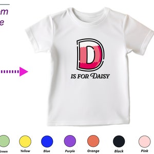 Regalo personalizado de camisa para niños pequeños para cumpleañera Personalice su letra D en regalo de camisa para ropa de niña pequeña Regalo de bebé personalizado para niños