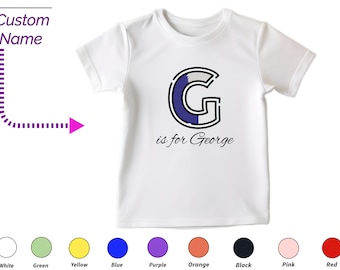 T-shirt enfant personnalisé cadeau pour toute-petite fille - T-shirt personnalisé avec initiales G, prénom personnalisé pour toute-petite fille, vêtements pour bébé fille, grenouillères personnalisées pour enfants