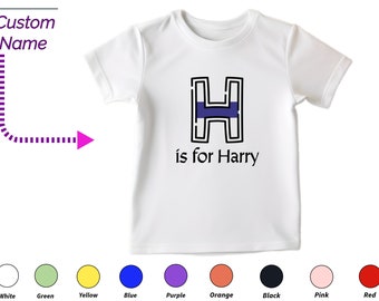 Personalisiertes Kinder-T-Shirt, Geschenk für Kleinkinder, Jungen – individuelles Initialen-H-T-Shirt, individueller Name für Kleinkind-Babykleidung, individuelles Onesies-Geschenk für Kinder