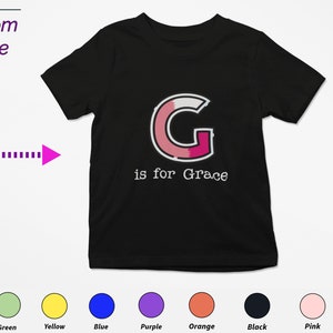 Regalo personalizado de camiseta para niños para niñas pequeñas - Iniciales personalizadas G en la camisa regalo para niños pequeños ropa de niña camisa de bebé para niños