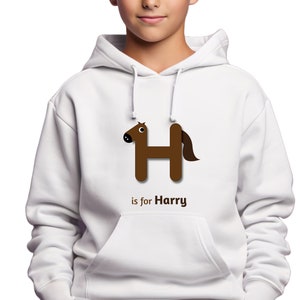 Sudadera con capucha de otoño con nombre personalizado y alfabeto para niños pequeños: personaliza tu inicial H en una sudadera de manga larga, ideal para regalo de cumpleaños