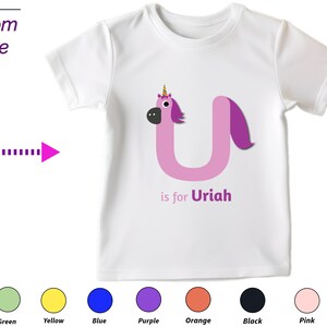 Regalo personalizado de camisa para niños pequeños para cumpleañera Personaliza tu letra U en regalo de camisa para ropa de niña pequeña Regalo de bebé personalizado para niños