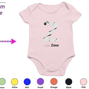 Body personalizado, regalo para bebé, nombre personalizado, letra personalizada Z, nombre personalizado para ropa de bebé, regalo personalizado para bebé para niños