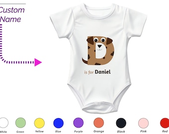 Custom Onesies Baby Custom Name Gift - Personalized Letter D Onesie, Custom Name For Toddler Baby Clothing Onesie Birthday Gifts for Baby