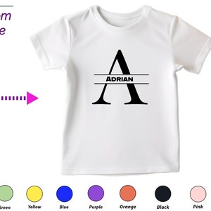 Custom Kids Tshirt Gift for Toddler Boys Custom your Initials A on T-shirt for Perfect Kids Birthday and Christmas Clothing Gift for Kids
