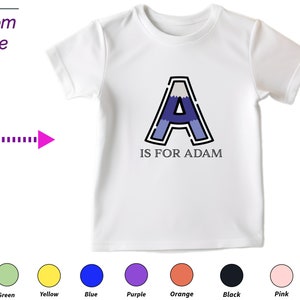Regalo personalizado de camiseta para niños para niños pequeños Personalice sus iniciales A en la camiseta para un regalo perfecto de cumpleaños y Navidad para niños