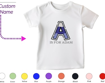 Aangepaste kindertshirt cadeau voor peuterjongens - gepersonaliseerde initialen A Tee, aangepaste naam voor peuter babykleding aangepaste rompertjes verjaardagscadeau