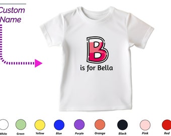 Aangepaste kindertshirt cadeau voor peutermeisjes - gepersonaliseerde initialen B Tee, aangepaste naam voor peuter babykleding aangepaste rompertjes verjaardagscadeau