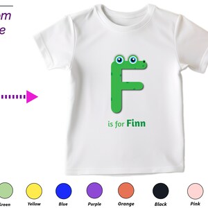 Regalo personalizado de camiseta para niños para niños Personalice su traje de bebé con letra F, regalo personalizado para ropa de niña pequeña, nombre personalizado, regalo de cumpleaños para bebé