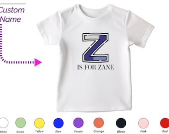 Personalisiertes Kinder-T-Shirt als Geschenk für Kleinkinder – individuelles T-Shirt mit dem Buchstaben Z, individueller Name für Kleinkind-Babykleidung, individuelle Onesies für Kinder