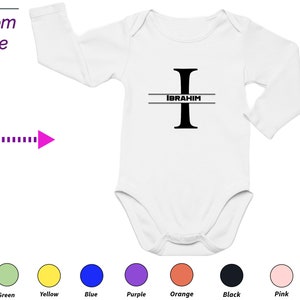 Body personalizado para presente de bebê, nome personalizado, letra i, nome personalizado para roupas de bebê, presente personalizado para meninas