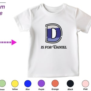 Regalo personalizado de camiseta para niños para niños pequeños Personalice sus iniciales D en la camiseta para un regalo perfecto de cumpleaños y Navidad para niños