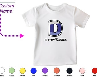 Custom Kids Tshirt Gift for Toddler Boys - Personalized Initials D Tee, Custom Name For Toddler Baby Girl Clothing Custom Onesies For Kids
