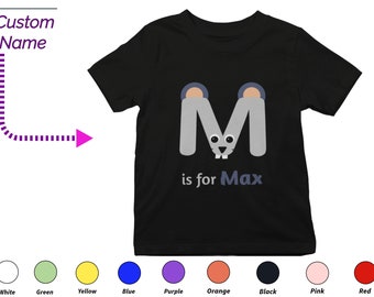 Personalized Kids Tshirt Gift For Toddler Girls - Custom Initials M Tee, Custom Name For Toddler Baby Girl Clothing Custom Onesies For Kids