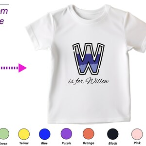 Regalo personalizado de camiseta para niños para niñas pequeñas - Iniciales personalizadas W en regalo de camisa para cumpleaños de niños pequeños y regalo de camisa de Navidad para niños