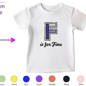 Regalo personalizado de camiseta para niños para niños pequeños - Iniciales personalizadas F en regalo de camisa para cumpleaños de niños pequeños y regalo de camisa de Navidad para niños