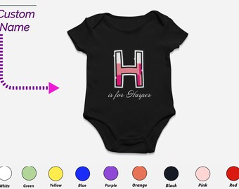 Personalized Onesie Baby Custom Name Gift - Custom Letter H Onesie, Custom Name For Toddler Baby Clothing Custom Babies Gift For Kids