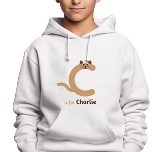 Moletom com capuz e nome personalizado para meninos - Personalize sua letra C de animal no moletom com capuz para meninos, presente ideal de aniversário e Natal
